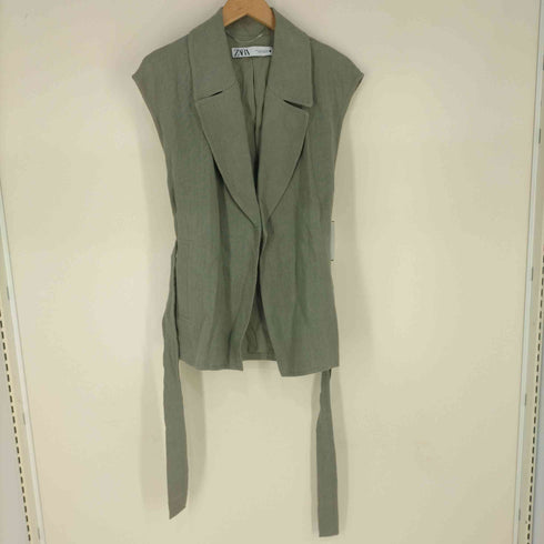 ザラ ZARA ベルト付きリネンベスト レディース import:S