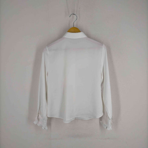 ザラ ZARA プラケットコンシールボタン サテンフリルシャツ レディース import:S