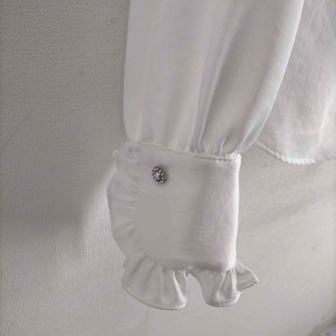 ザラ ZARA プラケットコンシールボタン サテンフリルシャツ レディース import:S