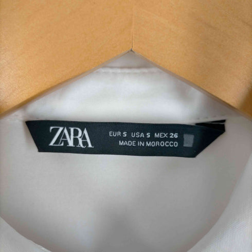ザラ ZARA プラケットコンシールボタン サテンフリルシャツ レディース import:S