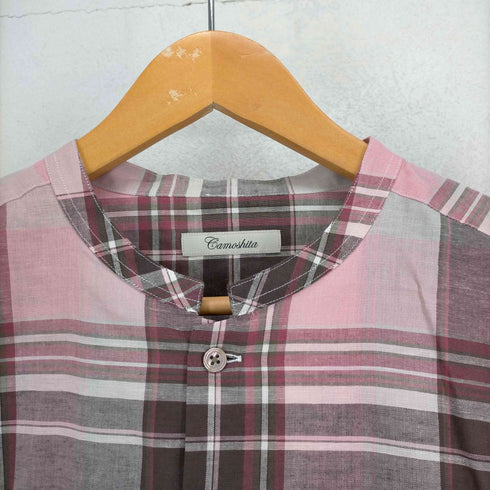 ユナイテッドアローズ UNITED ARROWS Camoshita リネン混チェック バンドカラー シャツ メンズ JPN:L