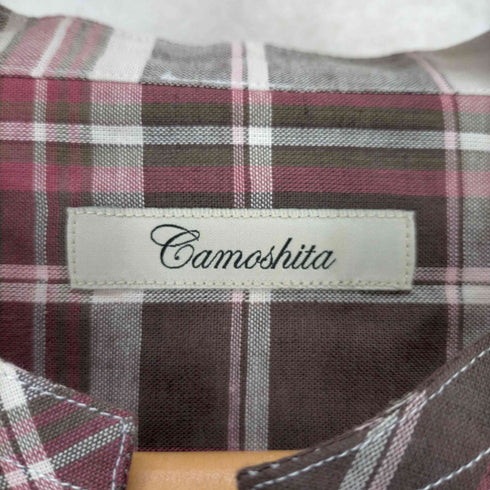 ユナイテッドアローズ UNITED ARROWS Camoshita リネン混チェック バンドカラー シャツ メンズ JPN:L