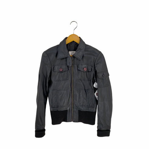 ザラ ZARA ラムレザー ライダースジャケット レディース import:M