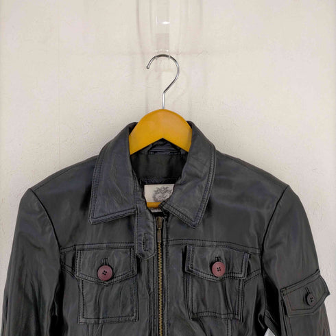 ザラ ZARA ラムレザー ライダースジャケット レディース import:M