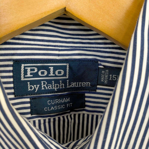 ポロバイラルフローレン Polo by RALPH LAUREN CURHAM ストライプ ポニー刺繍 レギュラーカラーシャツ メンズ import:M