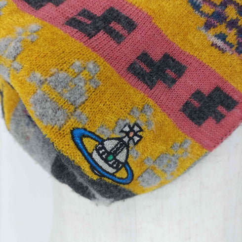 ヴィヴィアンウエストウッド Vivienne Westwood オーブ 刺繍 ネイティブ柄 ウール スヌード レディース
