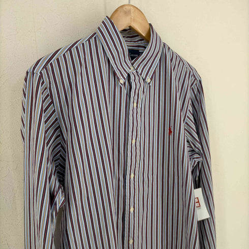 ポロバイラルフローレン Polo by RALPH LAUREN CUSTOM FIT ポニー刺繍 ストライプ BDシャツ メンズ import:L
