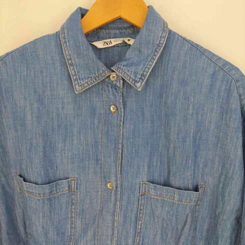 ザラ ZARA オーバーサイズシャンブレーシャツ レディース import:S