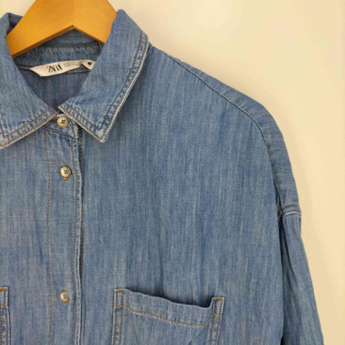 ザラ ZARA オーバーサイズシャンブレーシャツ レディース import:S