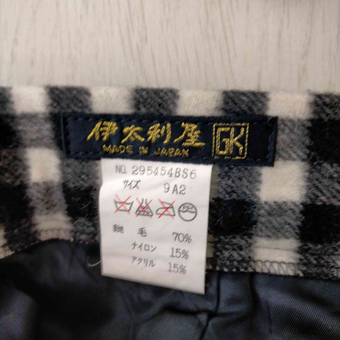 イタリヤ 伊太利屋 ウール混 タイトチェックスカート レディース 9A2