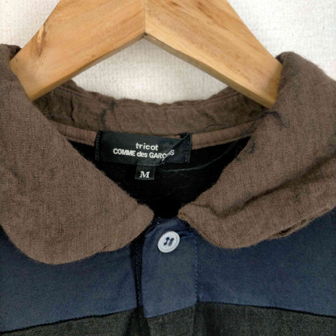 トリココムデギャルソン tricot COMME des GARCONS 14AW 丸襟 七分丈 ボーダー柄 ボタンカットソー レディース JPN:M