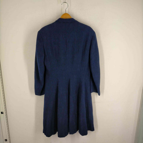 トリココムデギャルソン tricot COMME des GARCONS AD表記無 総柄ジャガード ウール混 フレア プリーツ チェスターコート レディース