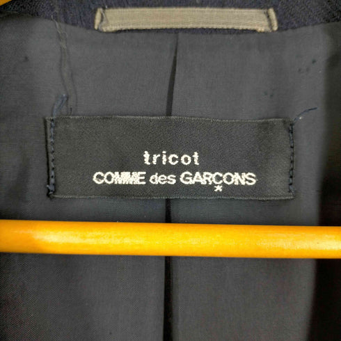 トリココムデギャルソン tricot COMME des GARCONS AD表記無 総柄ジャガード ウール混 フレア プリーツ チェスターコート レディース