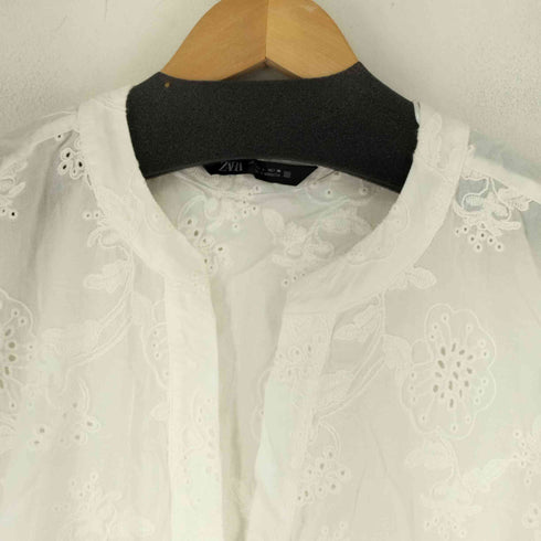 ザラ ZARA EMBROIDERED EYELET OVERSIZED BLOUSE レディース US L