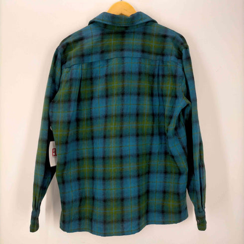 TROY OF CALIFORNIA 60S~ 韓国製 ボックスシルエット チェック柄 開襟 ネルシャツ メンズ import:L