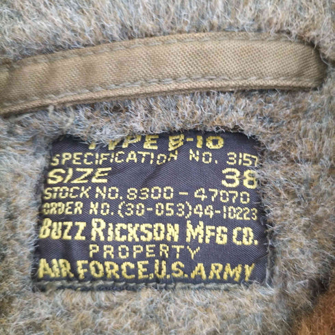 バズリクソンズ BUZZ RICKSONS TYPE B-10 AIR FORCE U.S.ARMY フライトジャケット メンズ US:38