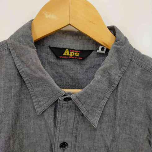 アベイシングエイプ A BATHING APE 2ポケットバックデザインコットンシャツ メンズ JPN:L