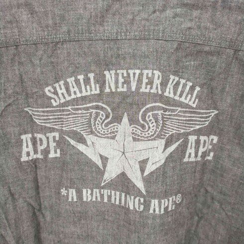 アベイシングエイプ A BATHING APE 2ポケットバックデザインコットンシャツ メンズ JPN:L
