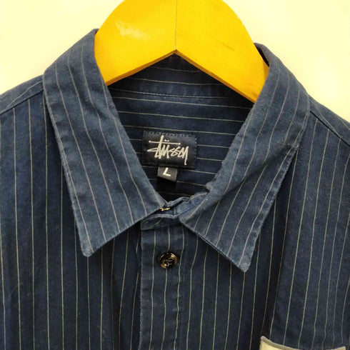 ステューシー Stussy ワッペン付きストライプ半袖シャツ メンズ JPN:L