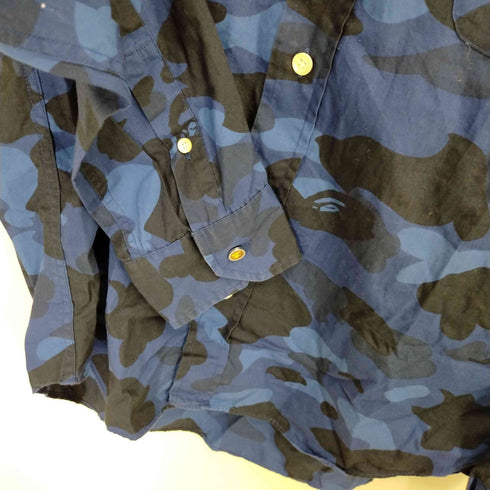 アベイシングエイプ A BATHING APE 迷彩ブルーシャツ カモフラージュ メンズ JPN:M