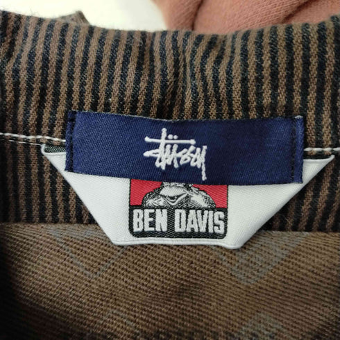 ステューシー Stussy ハーフジップストライプワークシャツ メンズ L