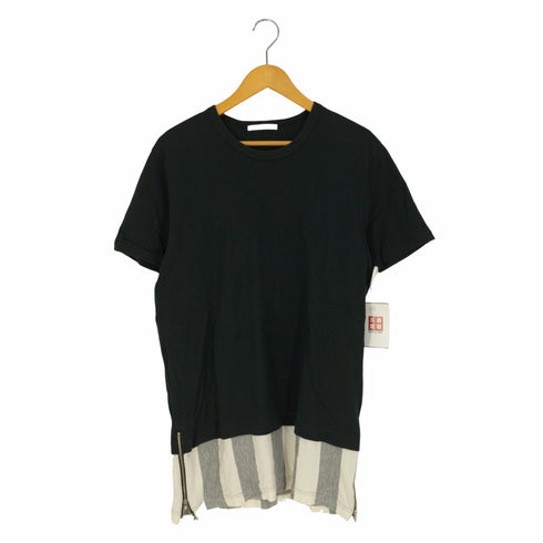 ディスカバード DISCOVERED 裾ストライプレイヤード サイドジップ クルーネックTシャツ メンズ