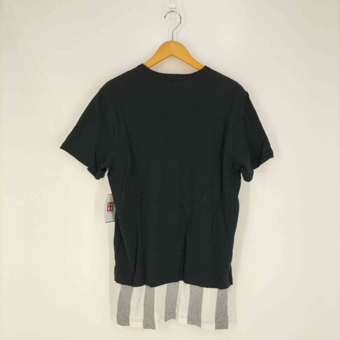 ディスカバード DISCOVERED 裾ストライプレイヤード サイドジップ クルーネックTシャツ メンズ