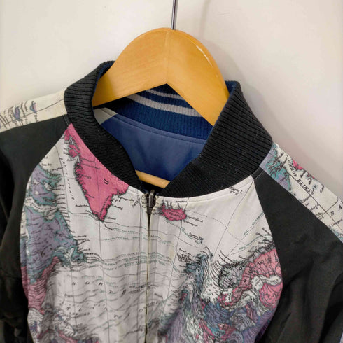 ラッドミュージシャン LAD MUSICIAN 17AW 世界地図柄リバーシブルサテンスカジャン(R/C SATIN REVERSIBLE BLOUSON メンズ JPN:44