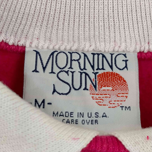 モーニング サン MORNING SUN USA製 襟付き ラグランスウェット ハート レディース import:M