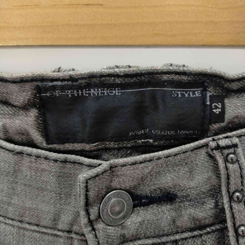 オブザネージュスタイル OF THE NEIGE STYLE ダメージ加工 ブラックデニムパンツ スタッズ メンズ 42