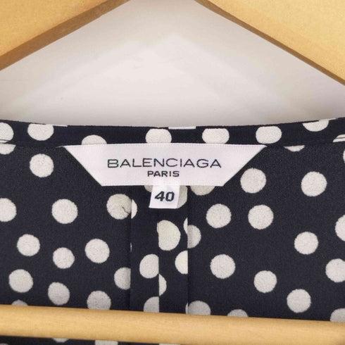 バレンシアガ BALENCIAGA 日本製 ドット柄 ノーカラートップス レディース 40