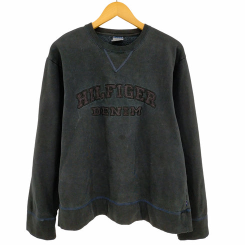 トミージーンズ tommy jeans 90s 前V ロゴ刺繍 クルーネックスウェット メンズ import:L