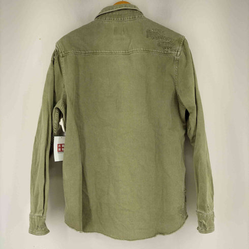 ザラ ZARA RELAXED FIT ダメージ加工カラーデニム L/S シャツ メンズ import:L