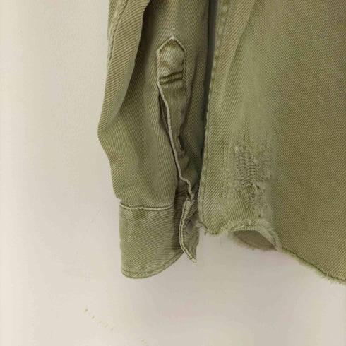 ザラ ZARA RELAXED FIT ダメージ加工カラーデニム L/S シャツ メンズ import:L