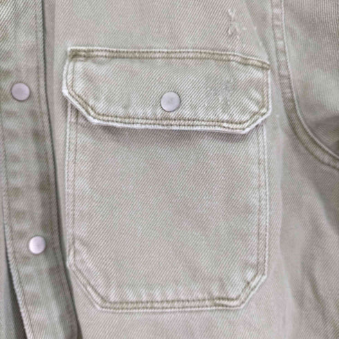 ザラ ZARA RELAXED FIT ダメージ加工カラーデニム L/S シャツ メンズ import:L