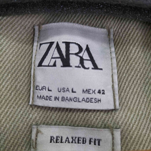 ザラ ZARA RELAXED FIT ダメージ加工カラーデニム L/S シャツ メンズ import:L