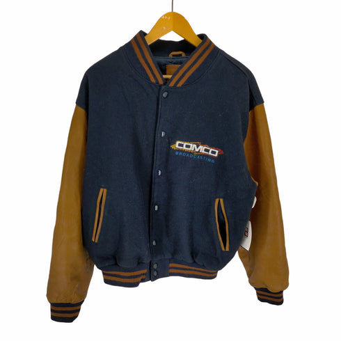 ゴールデンベアー Golden bear USA製 企業ロゴ レザー切替 ウールスタジャン メンズ import:M