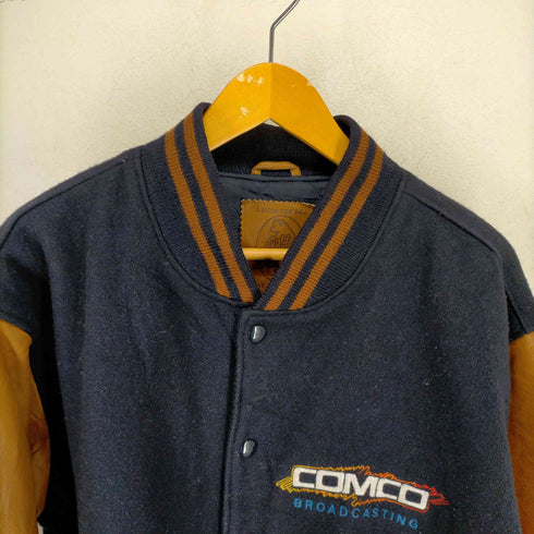 ゴールデンベアー Golden bear USA製 企業ロゴ レザー切替 ウールスタジャン メンズ import:M