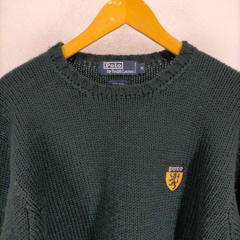 ポロバイラルフローレン Polo by RALPH LAUREN 90~00S エンブレムロゴ クルーネックウールニット メンズ JPN:M