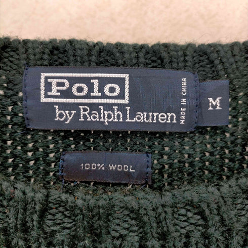 ポロバイラルフローレン Polo by RALPH LAUREN 90~00S エンブレムロゴ クルーネックウールニット メンズ JPN:M