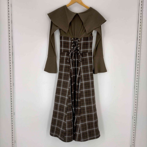 ダズリン dazzlin ビッグカラーチェックコルセットワンピース レディース JPN:S