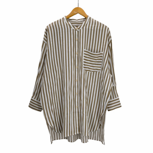 ドゥドゥ DouDou L/S バンドカラーストライプロングシャツ レディース FREE