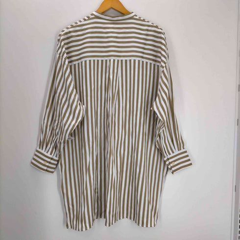 ドゥドゥ DouDou L/S バンドカラーストライプロングシャツ レディース FREE
