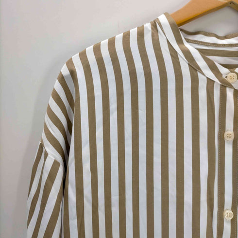 ドゥドゥ DouDou L/S バンドカラーストライプロングシャツ レディース FREE