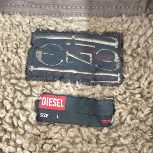 ディーゼル DIESEL 裏プードルファー チェック メルトンピーコート メンズ