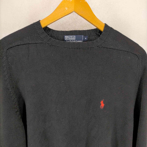 ポロバイラルフローレン Polo by RALPH LAUREN 90S ポニー刺繍ブラックコットンニット メンズ JPN:M