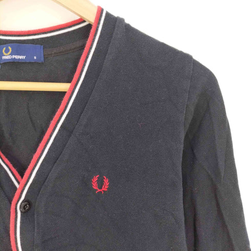フレッドペリー FRED PERRY ロゴ刺繍 コットンニットカーディガン メンズ JPN:S