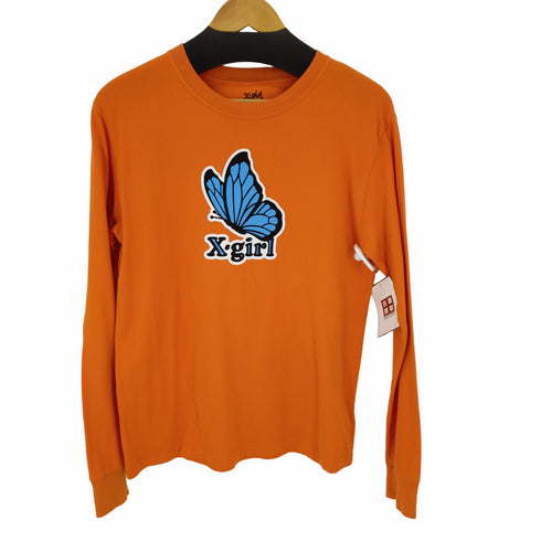 エックスガール X-girl 蝶々ロゴデザイン L/S Tシャツ レディース JPN:2