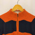 エディーバウアー Eddie Bauer ボーダー 袖ワッペン ハーフジップ ハイネック コットンニット メンズ import:M