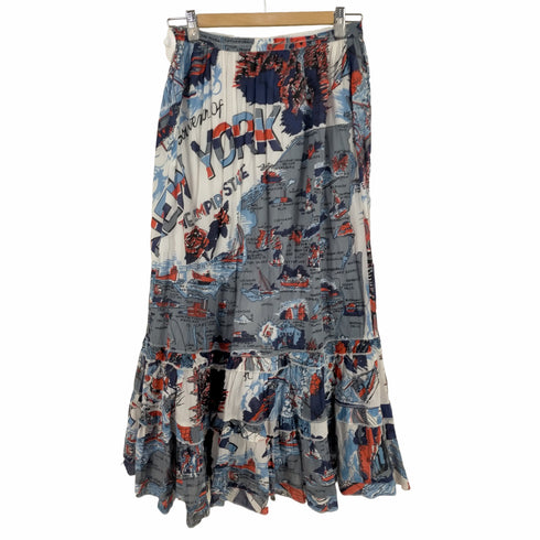 ビンドゥー BINDU NEWYORK マップ柄 ティアードスカート レディース